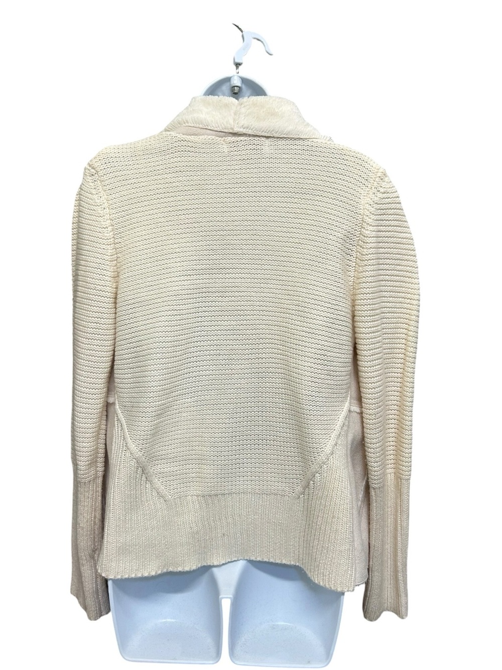 Knox Rose Off White Faux Suede Knit Open Front Drape Cardigan Size M - Picture 4 of 6